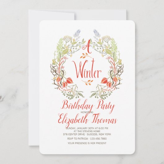 Winter Krans Uitnodiging (Voorkant)