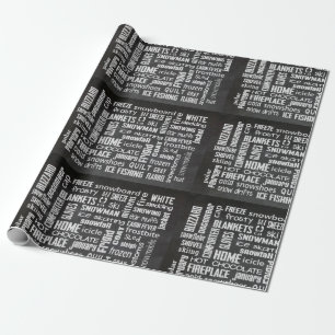 Winter krijtbord woordwolk cadeaupapier
