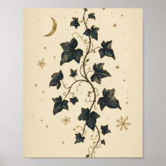 Winter Kruidenatlas Klimop Vintage Botanische Kers Poster