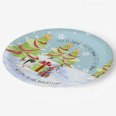 Winter Laat het sneeuwen kerstbomen pinguïn naam Papieren Bordje (Gekanteld)