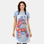 Winter Laat het sneeuwen Sneeuwman Schort (Gedragen)