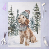 Winter Labradoodle in Hoed en Sjaal Decoupage Tissuepapier (Craft)