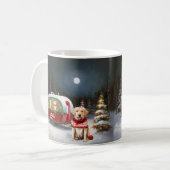 Winter Labrador Caravan Kerst Avontuur Koffiemok (Voorkant links)