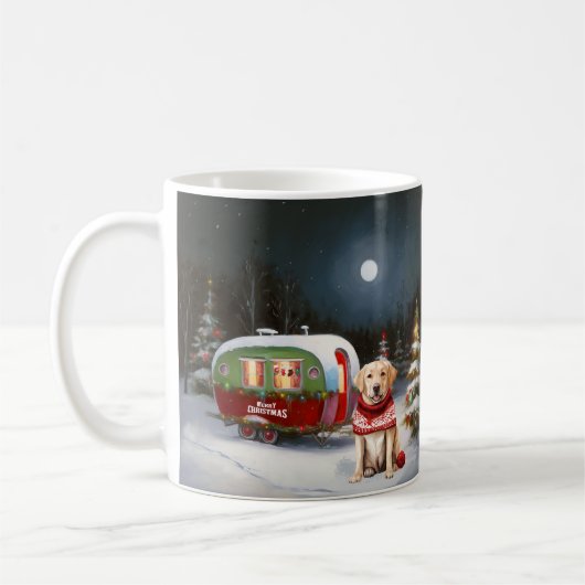 Winter Labrador Caravan Kerst Avontuur Koffiemok (Links)