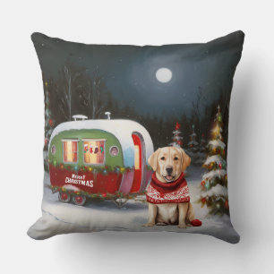 Winter Labrador Caravan Kerst Avontuur Kussen