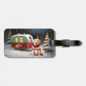 Winter Labrador Caravan Kerstavontuur Bagagelabel (Achterkant horizontaal)