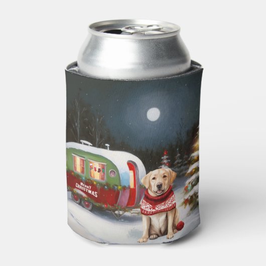 Winter Labrador Caravan Kerstavontuur Blikjeskoeler (Blikje Voorkant)