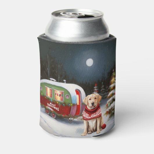 Winter Labrador Caravan Kerstavontuur Blikjeskoeler (Blikje Achterkant)