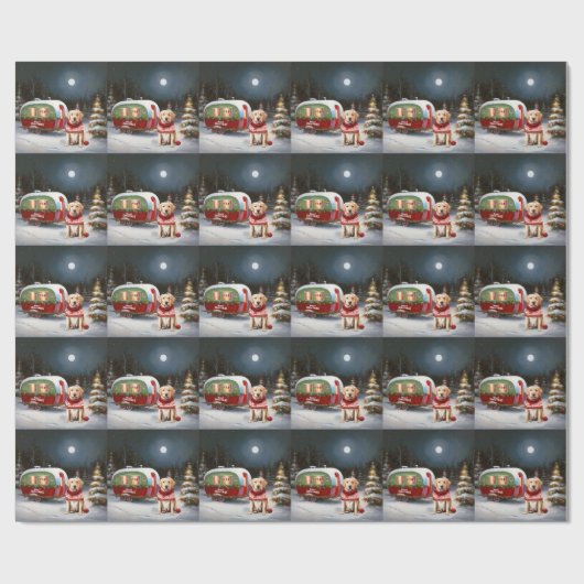 Winter Labrador Caravan Kerstavontuur Cadeaupapier (Vlak)