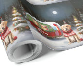 Winter Labrador Caravan Kerstavontuur Cadeaupapier (Rol Hoek)