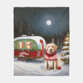 Winter Labrador Caravan Kerstavontuur Fleece Deken (Voorkant)