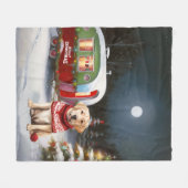 Winter Labrador Caravan Kerstavontuur Fleece Deken (Voorkant (Horizontaal))