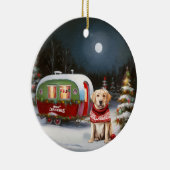 Winter Labrador Caravan Kerstavontuur Keramisch Ornament (Rechts)