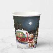 Winter Labrador Caravan Kerstavontuur Papieren Bekers (Achterkant)