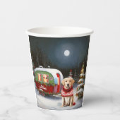 Winter Labrador Caravan Kerstavontuur Papieren Bekers (Voorkant)