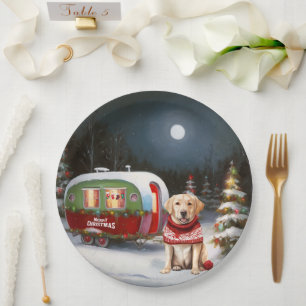 Winter Labrador Caravan Kerstavontuur Papieren Bordje