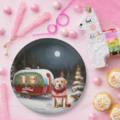 Winter Labrador Caravan Kerstavontuur Papieren Bordje (Feest)