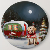 Winter Labrador Caravan Kerstavontuur Ronde Button 6,0 Cm (Voorkant)