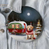 Winter Labrador Caravan Kerstavontuur Ronde Button 6,0 Cm (In situ)