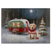 Winter Labrador Caravan Kerstavontuur Snijplank (Voorkant)
