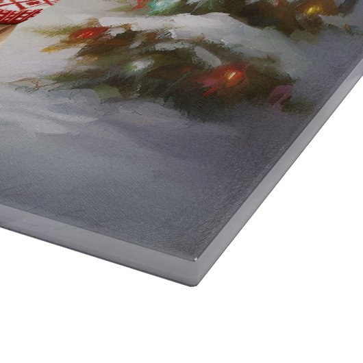 Winter Labrador Caravan Kerstavontuur Snijplank (Hoek)