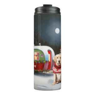 Winter Labrador Caravan Kerstavontuur Thermosbeker