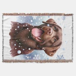 Winter Labrador Retriever Hond Sneeuwvlokken Vakan Deken