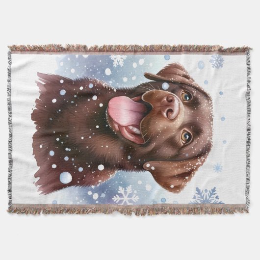 Winter Labrador Retriever Hond Sneeuwvlokken Vakan Deken (Voorkant)