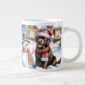 Winter Labrador Retriever Puppy Dog Sneeuwman Grote Koffiekop (Rechts)
