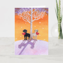 Winter Labradors Schilderij Kaart