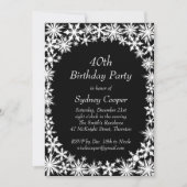 Winter Lace 40th Birthday Party Invitation Kaart (Voorkant)