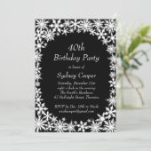 Winter Lace 40th Birthday Party Invitation Kaart (Staand voorkant)