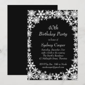 Winter Lace 40th Birthday Party Invitation Kaart (Voorkant / Achterkant)