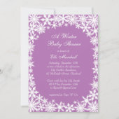 Winter Lace Baby shower Invitation in Lila Kaart (Voorkant)