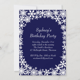 Winter Lace Birthday Party Invitation - blauw Kaart