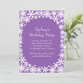 Winter Lace Birthday Party Invitation - paars Kaart (Staand voorkant)