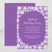 Winter Lace Birthday Party Invitation - paars Kaart (Voorkant / Achterkant)