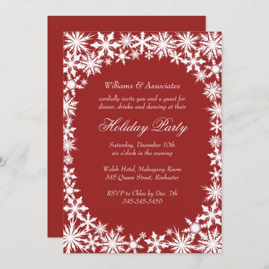 Winter Lace Corporate Holiday Party Uitnodiging (Voorkant / Achterkant)