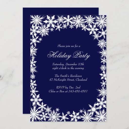 Winter Lace Holiday Party Uitnodiging (Voorkant / Achterkant)