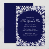 Winter Lace Nieuwjaarsuitnodiging in Blauw Kaart (Voorkant / Achterkant)