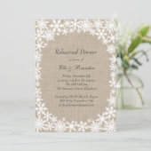 Winter Lace on Burlap Rehearsal Dinner Invitation Kaart (Staand voorkant)