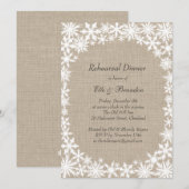 Winter Lace on Burlap Rehearsal Dinner Invitation Kaart (Voorkant / Achterkant)