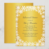 Winter Lace on Gold Rehearsal Dinner Invitation Kaart (Voorkant / Achterkant)