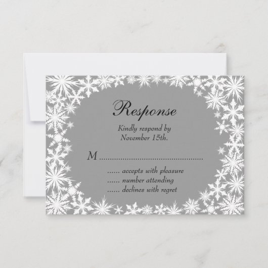 Winter Lace op Black RSVP Kaartje (Voorkant)
