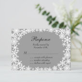 Winter Lace op Black RSVP Kaartje (Staand voorkant)
