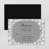 Winter Lace op Black RSVP Kaartje (Voorkant / Achterkant)