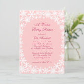 Winter Lace op Blush Baby shower Invitation Kaart (Staand voorkant)