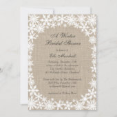 Winter Lace op Burlap Bridal Shower Kaart (Voorkant)