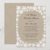 Winter Lace op Burlap Bridal Shower Kaart (Voorkant / Achterkant)