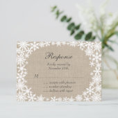 Winter Lace op Burlap RSVP (Staand voorkant)